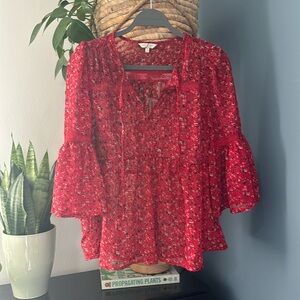 Lucky brand red floral top
